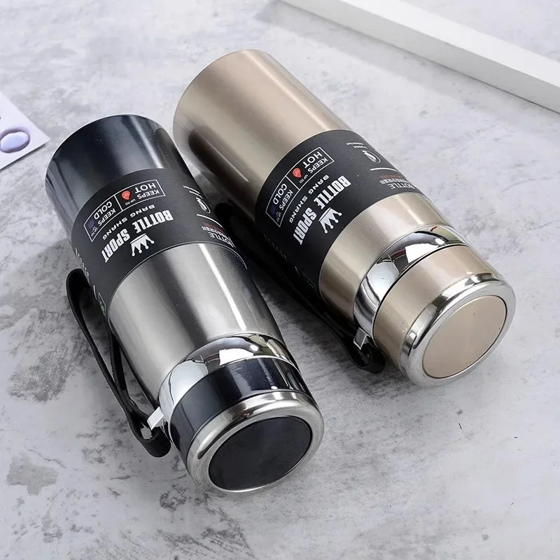 Thermal Water Bottle 1000ml – Stainless Steel Vacuum Flask Keeps Drinks Hot or Cold 12h