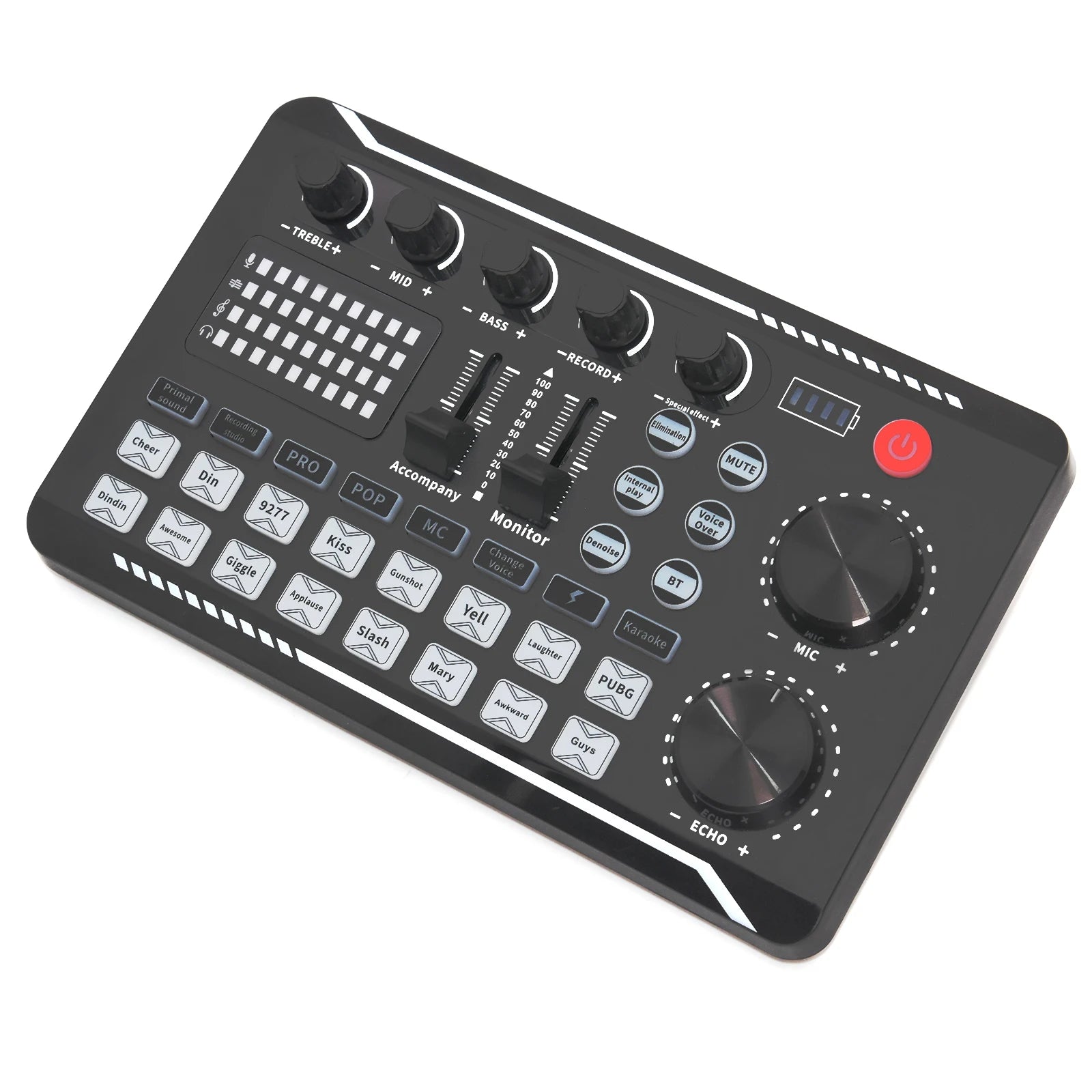 Professional F998 Live Sound Card Audio Interface with DJ Mixer Effects for Streaming and Recording