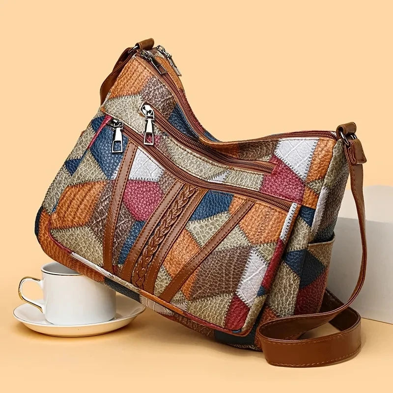 YOGODLNS Women's Elegant Vintage Crossbody Bag Fashion Multi-pocket Shoulder Handbag Retro Tote