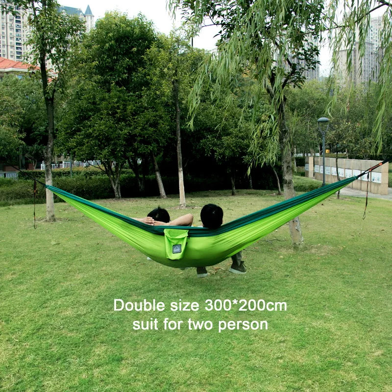 Portable Nylon Parachute Hammock Single & Double Sizes for Camping, Hiking, Travel and Outdoor Usage