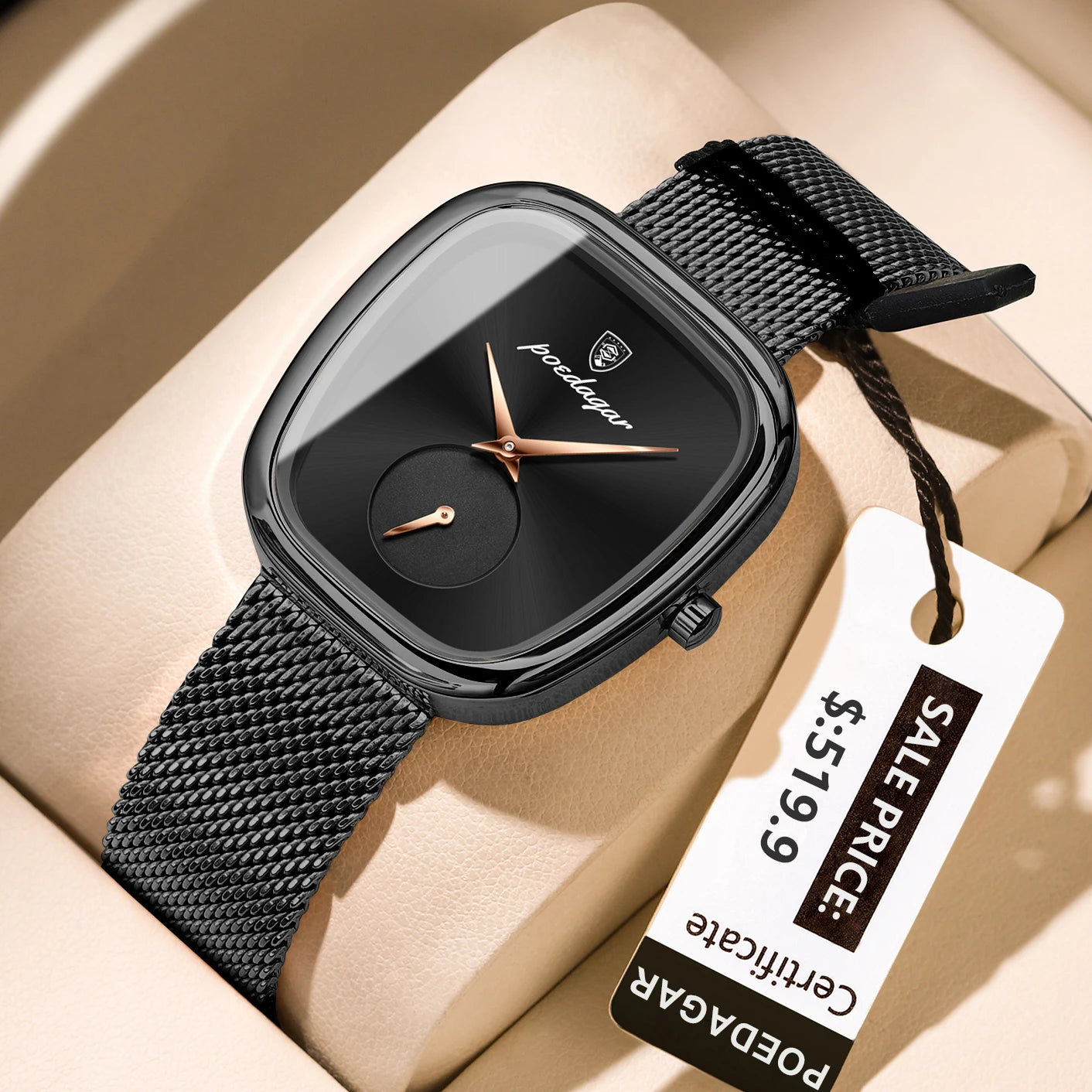 POEDAGAR Elegant Stainless Steel Mesh Ladies Quartz Watch Waterproof Fashion Casual Women’s Reloj