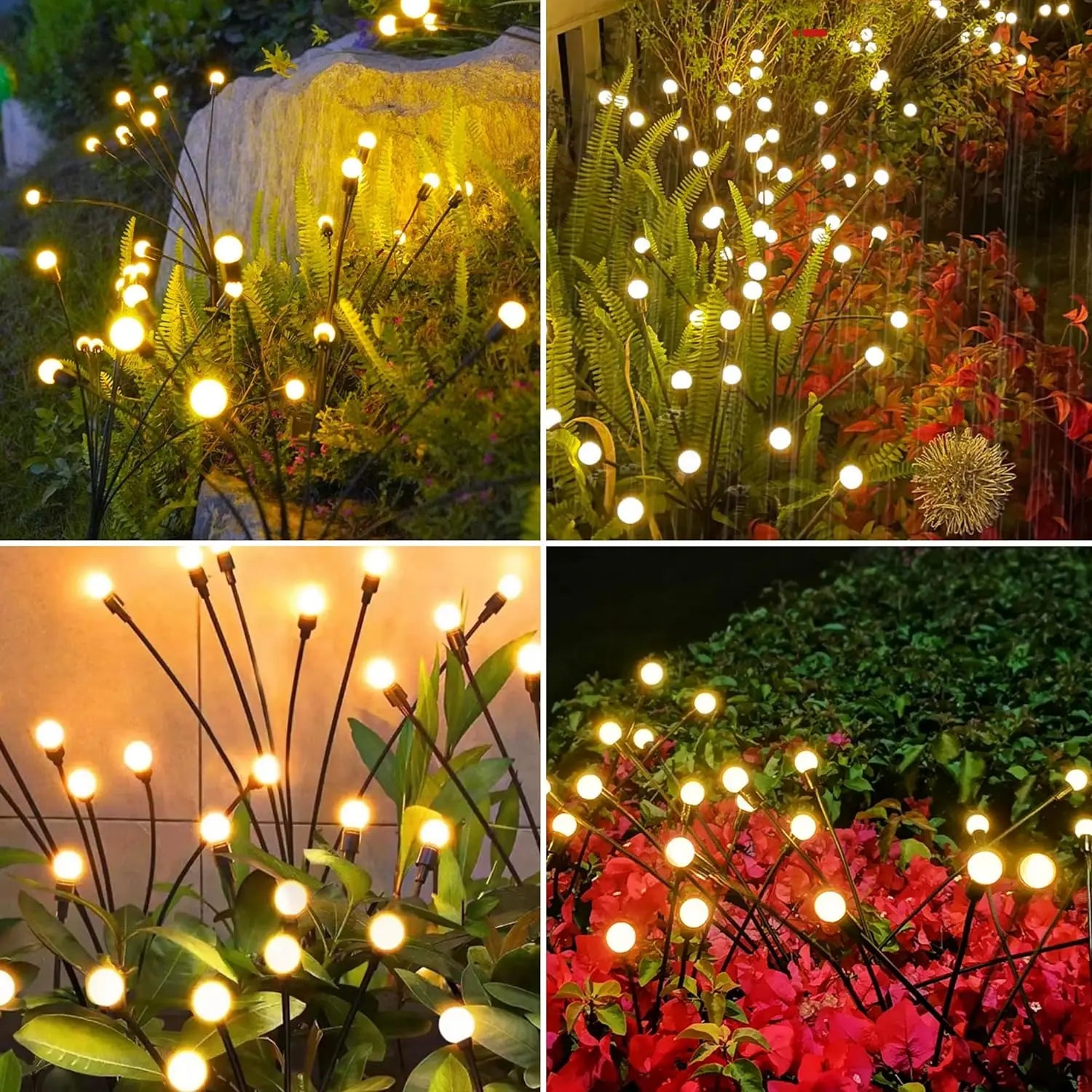 Solar Firefly Garden Lights Outdoor Waterproof LED Fairy Lights for Yard, Patio, Pathway & Lawn