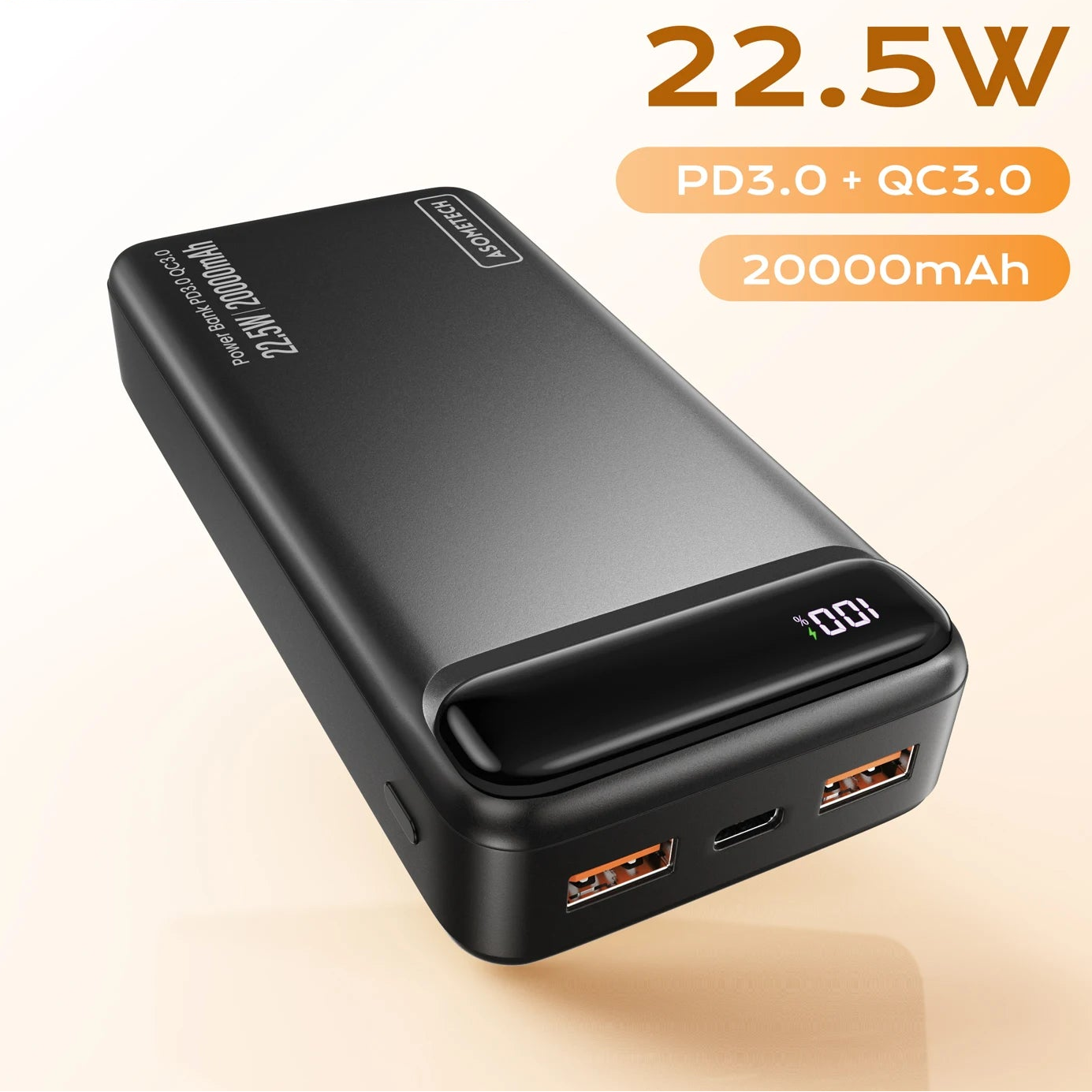 22.5W 20000mAh Portable Power Bank Fast Charging External Battery for iPhone Samsung Xiaomi iPad