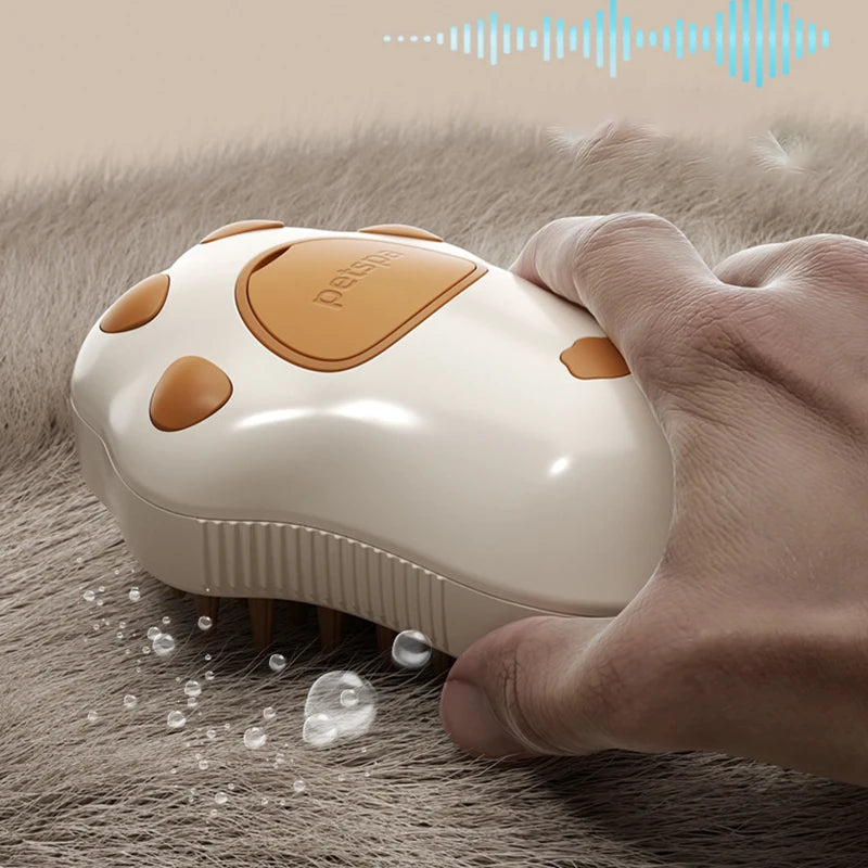 PAWSTRIP 3-in-1 Pet Grooming Brush with Steam Spray, Massage Comb & Loose Hair Removal Tool