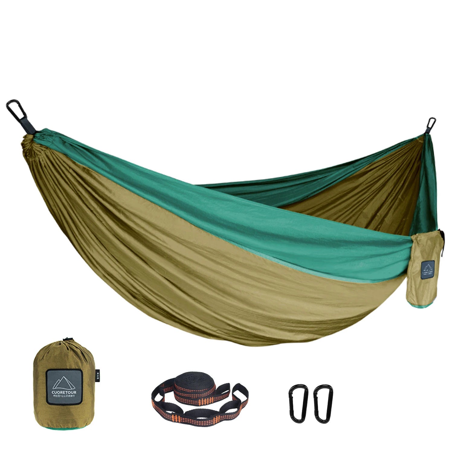 Portable Nylon Parachute Hammock Single & Double Sizes for Camping, Hiking, Travel and Outdoor Usage