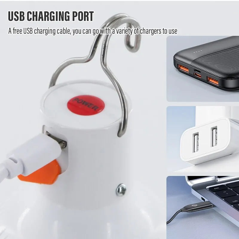 Outdoor USB Rechargeable LED Lamp Bulbs High Brightness Waterproof Emergency Camping Lantern