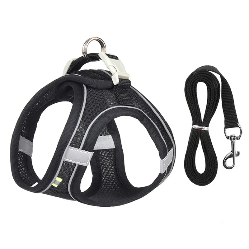 Dog Harness Leash Set for Small Dogs Adjustable Reflective Puppy Harness Vest for Walking