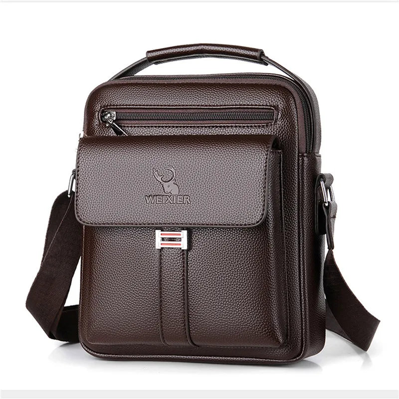 MEN'S VINTAGE PU LEATHER CROSSBODY BAG Waterproof Large Capacity Messenger Shoulder Handbag