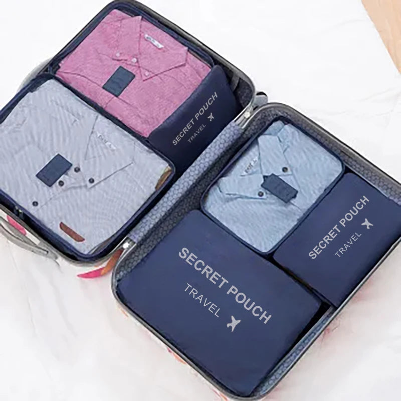 6PCS Travel Packing Cubes Set Large Capacity Luggage Organiser Bags Oxford Travel Storage Set