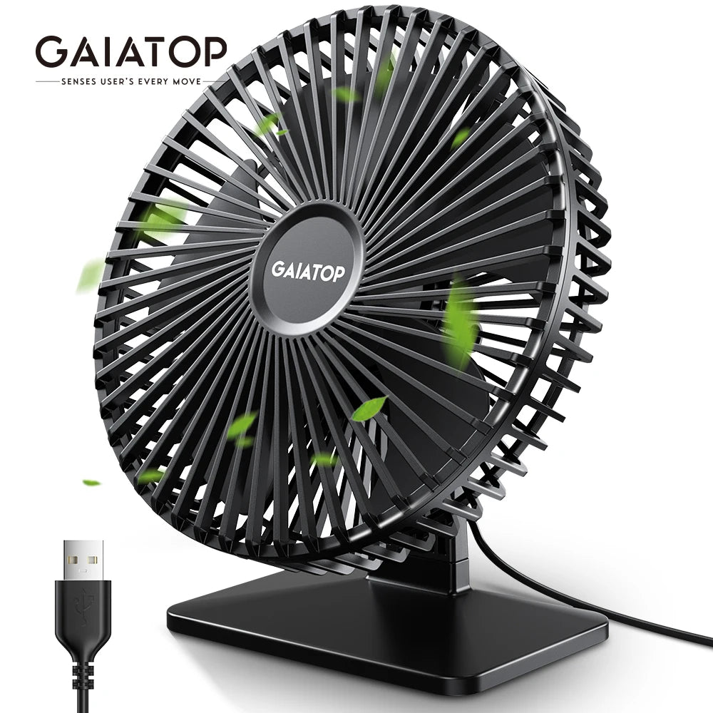 GAIATOP Desk Fan Portable USB 4-Speed Ultra Quiet Adjustable Cooling Fan for Home Office Bedroom