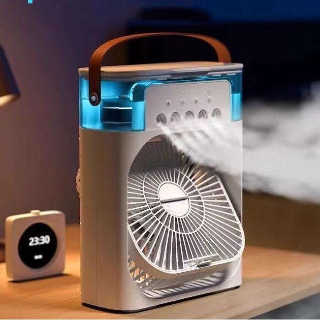 KUALOOL 3-in-1 Portable Mini Air Conditioner Fan Humidifier Cooling Fan with LED Night Light