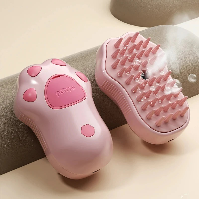 PAWSTRIP 3-in-1 Pet Grooming Brush with Steam Spray, Massage Comb & Loose Hair Removal Tool