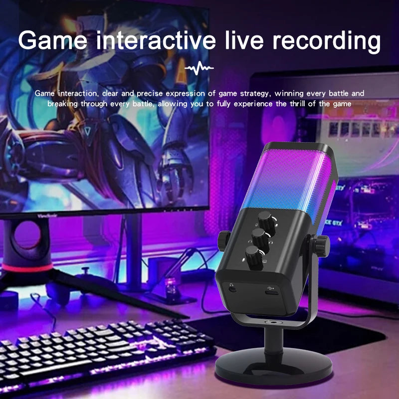 Professional USB XLR Gaming Microphone for PC PS5 PS4 Streaming Podcasting Recording Studio