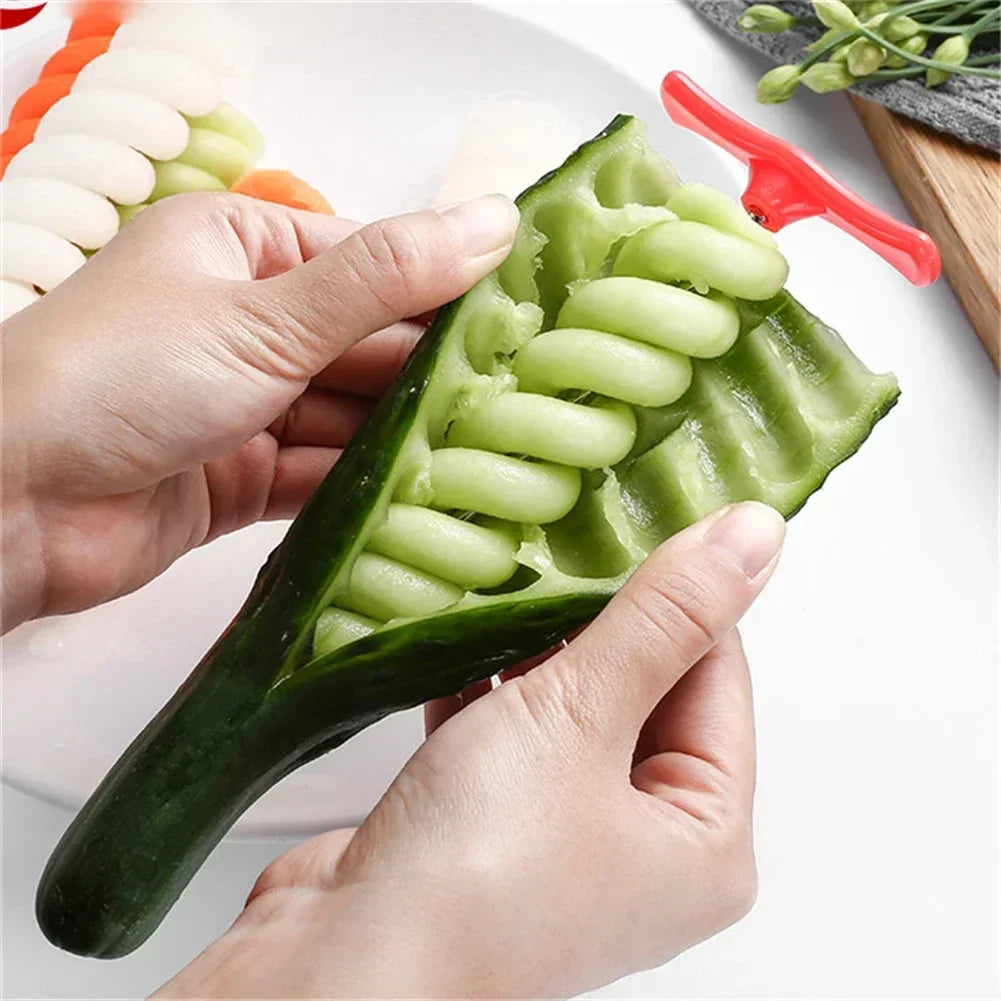 Spiral Vegetable Cutter Manual Stainless Steel Slicer for Potatoes Carrots Cucumbers Kitchen Tool