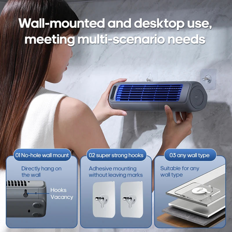 KINSCOTER Portable Air Conditioner Fan 2000mAh Quiet Desktop Tower Fan Wall Mount 3 Speeds