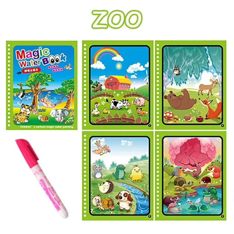 MAGICAL BOOK Reusable Water Drawing Montessori Toy Kids Sensory Colouring Book Early Education Gift