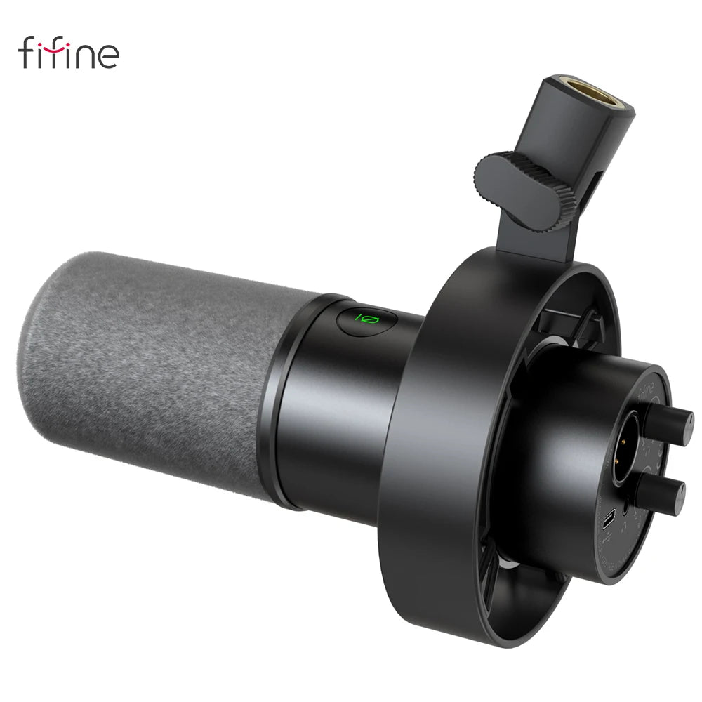 FIFINE USB/XLR Dynamic Microphone K688 with Shock Mount, Touch Mute, Monitoring for PC Recording
