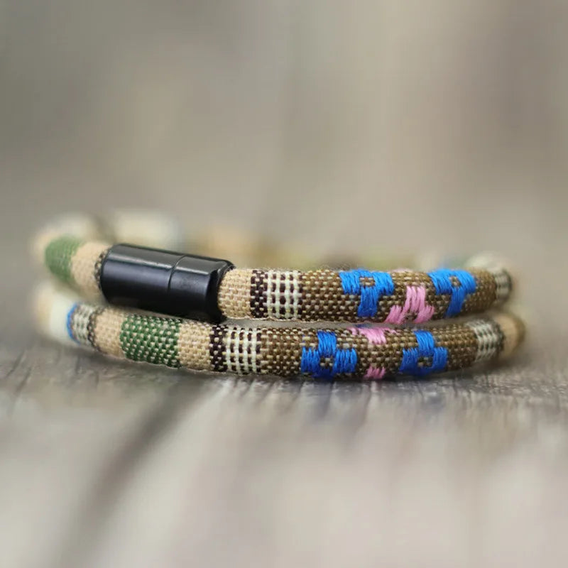 Men's Bohemian Rope Bracelet with Magnetic Clasp Surf Beach Adventure Style Bracelet