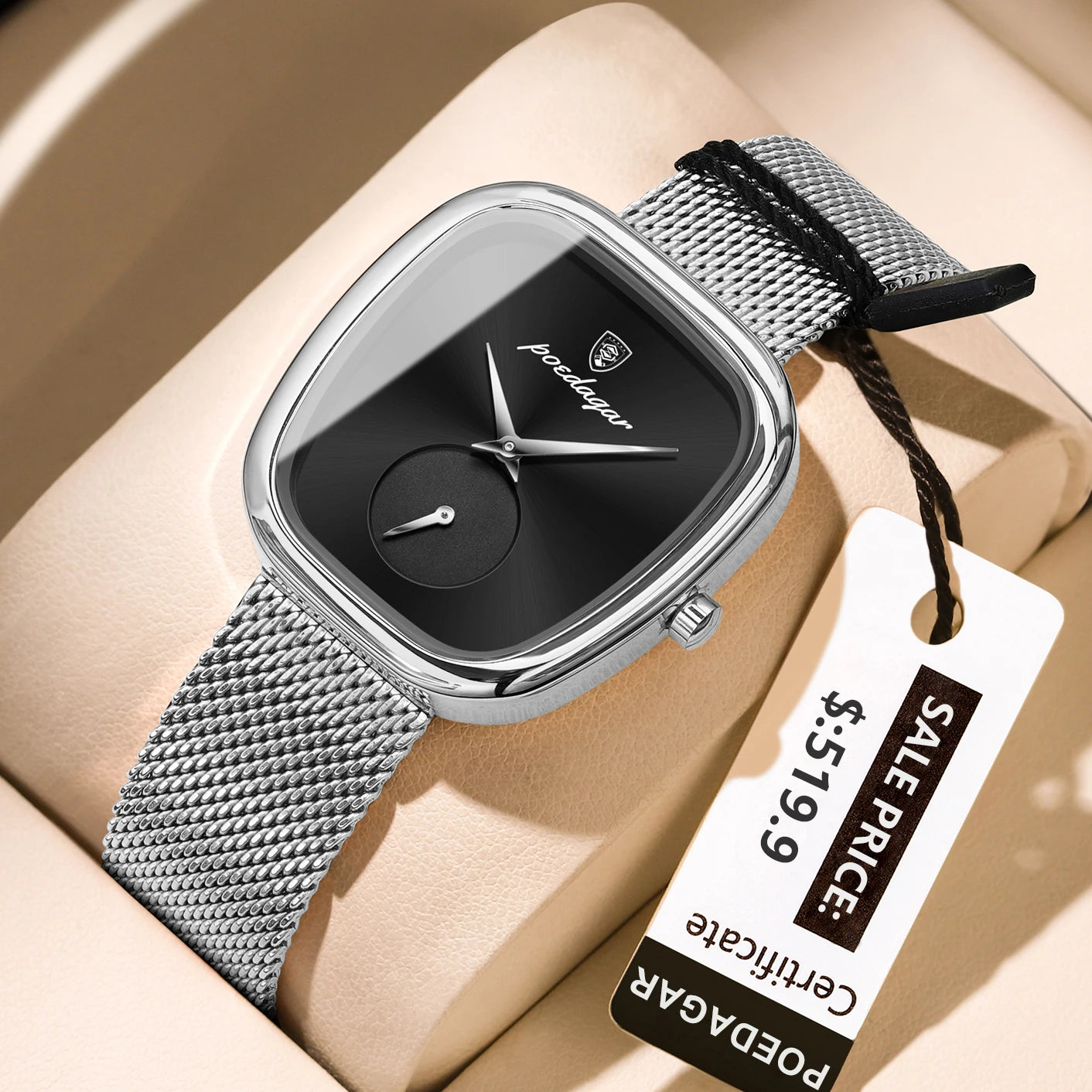 POEDAGAR Elegant Stainless Steel Mesh Ladies Quartz Watch Waterproof Fashion Casual Women’s Reloj