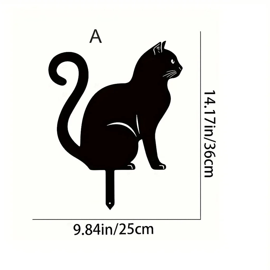 Exclusive Cute Cat Garden Silhouette – Tiki-Inspired Cat Family Garden Stakes Outdoor Decor Statues