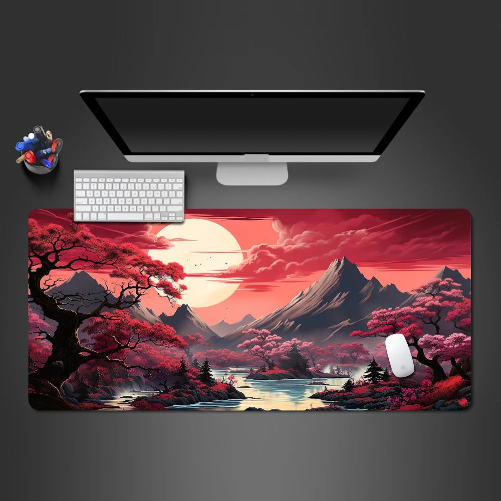 Sakura Landscape Large Desk Mouse Pad in Varied Sizes for Gaming Accuracy and Office Productivity