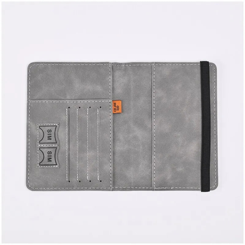 Men PU Leather Passport Wallet Travel Document Holder Card Case for Business & Leisure
