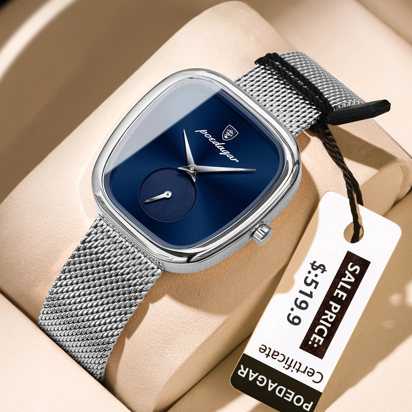 POEDAGAR Elegant Stainless Steel Mesh Ladies Quartz Watch Waterproof Fashion Casual Women’s Reloj