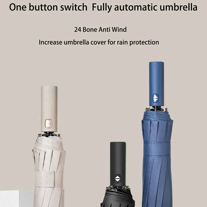 Reinforced 24-Bone Wind-Resistant Umbrella with Anti-UV Protection for All-Weather Automatic Use