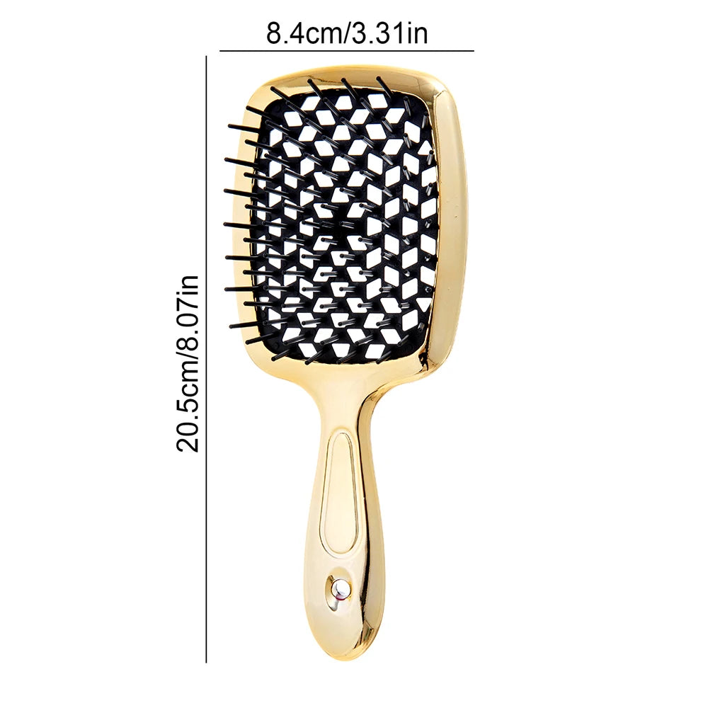 Air Cushion Anti-Static Hair Brush for Wet & Curly Hair, Hollow Out Detangling Comb for Salon Use