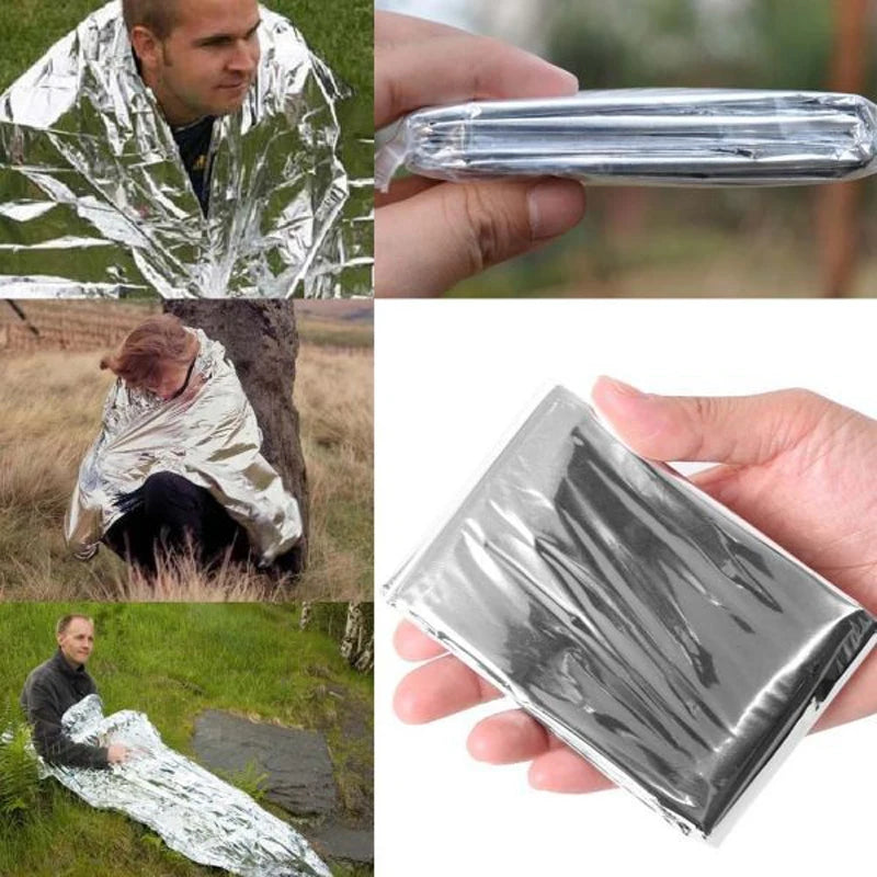 EMERGENCY MYLAR THERMAL BLANKET – Outdoor Survival Emergency Foil Heat Retain Camping Hiking Kit