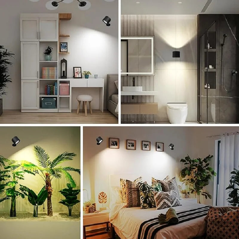 360° Rotatable LED Wall Sconce with Touch Control, Rechargeable Double Head Night Light for Bedroom