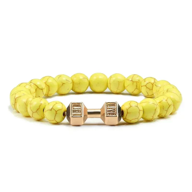 Lava Bracelet – Black Volcanic Stone with Matte Dumbbell Beads