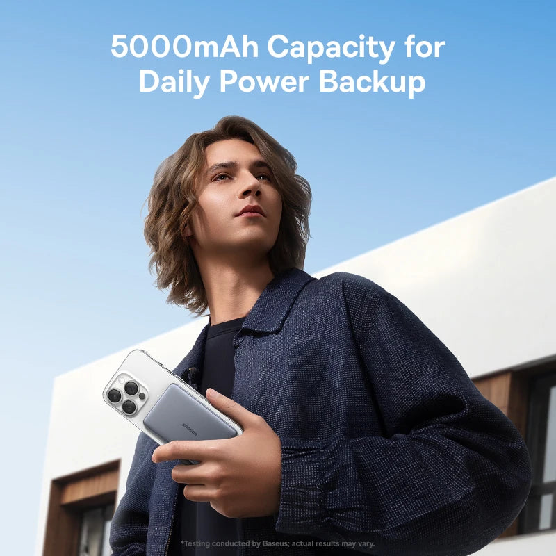 BASEUS 5000mAh Magnetic Power Bank 15W Wireless 20W Wired Slim Portable Charger for iPhone Samsung