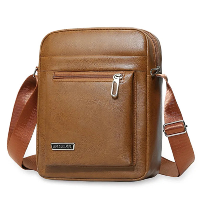 MEN'S VINTAGE PU LEATHER CROSSBODY BAG Waterproof Large Capacity Messenger Shoulder Handbag
