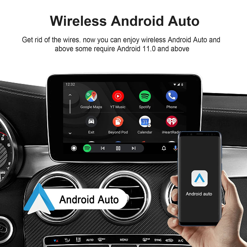Smart CarPlay AI Box – Wireless Android Auto, Android 13, Built-in Play Store for Netflix & YouTube