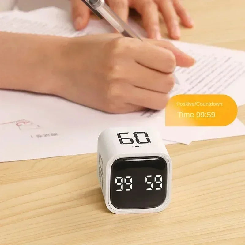 Productivity Cube Timer Gravity Sensor LED Display Dual Mode Countdown Digital Timer for Cooking