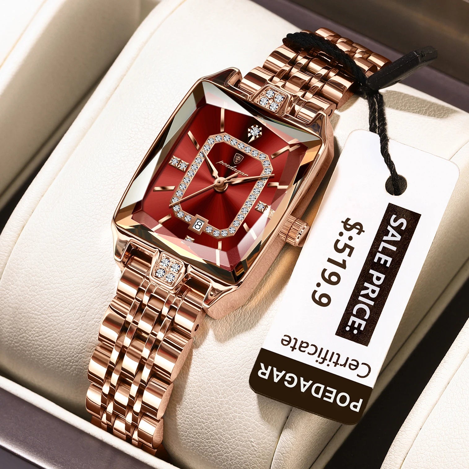 POEDAGAR Women's Luxury Watch Elegant Stainless Steel Waterproof Quartz Wristwatch with Date Display