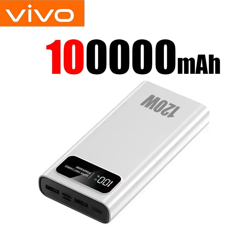 VIVO 200000mAh High Capacity 120W Super Fast Charging Power Bank LED Display for iPhone Xiaomi Samsung