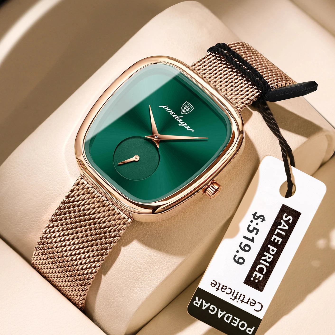 POEDAGAR Elegant Stainless Steel Mesh Ladies Quartz Watch Waterproof Fashion Casual Women’s Reloj
