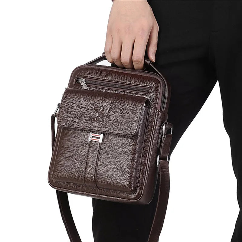 MEN'S VINTAGE PU LEATHER CROSSBODY BAG Waterproof Large Capacity Messenger Shoulder Handbag