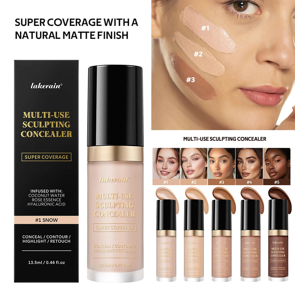 LAKERAIN Multi-Use Sculpting Concealer Matte Foundation Cream Oil-Free Long-Lasting Coverage
