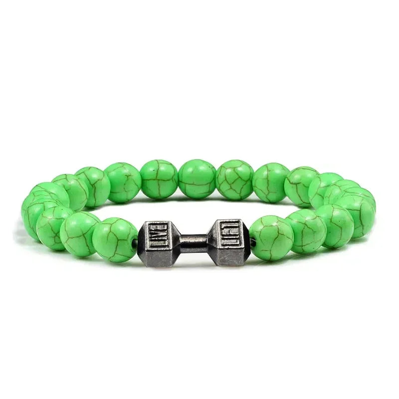 Lava Bracelet – Black Volcanic Stone with Matte Dumbbell Beads