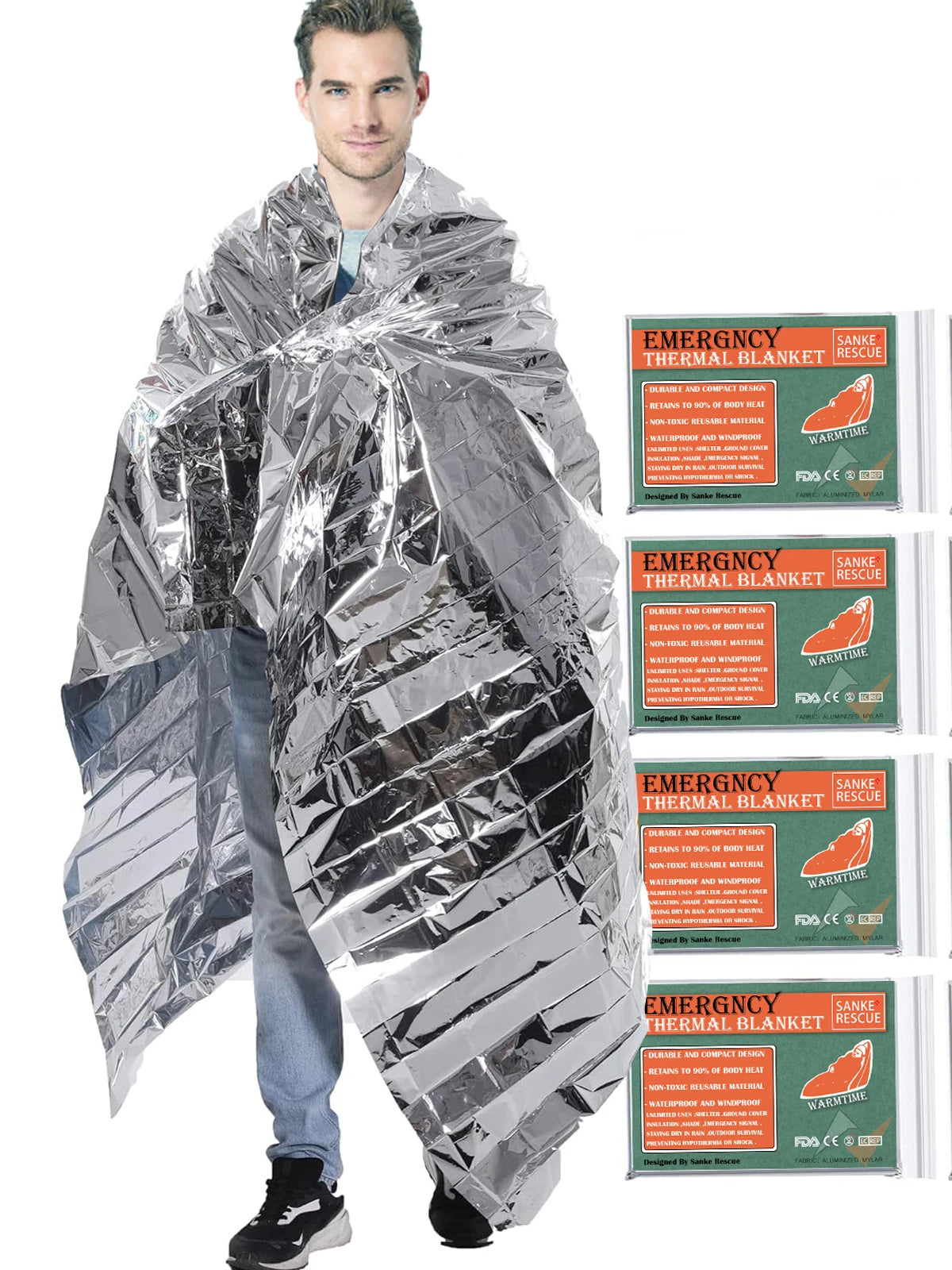 EMERGENCY MYLAR THERMAL BLANKET – Outdoor Survival Emergency Foil Heat Retain Camping Hiking Kit