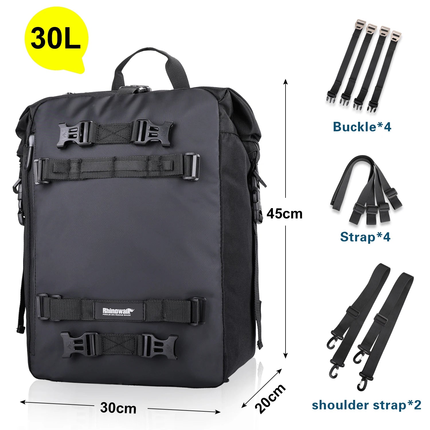RHINOWALK Motorcycle Back Seat Bag – 10/20/30L Waterproof Saddle Bag, Multifunctional Backpack