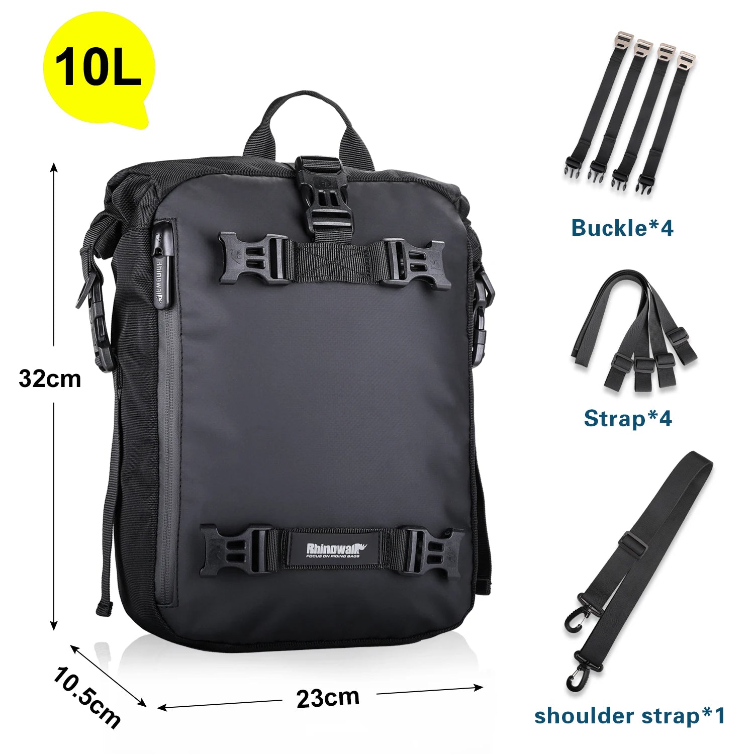 RHINOWALK Motorcycle Back Seat Bag – 10/20/30L Waterproof Saddle Bag, Multifunctional Backpack