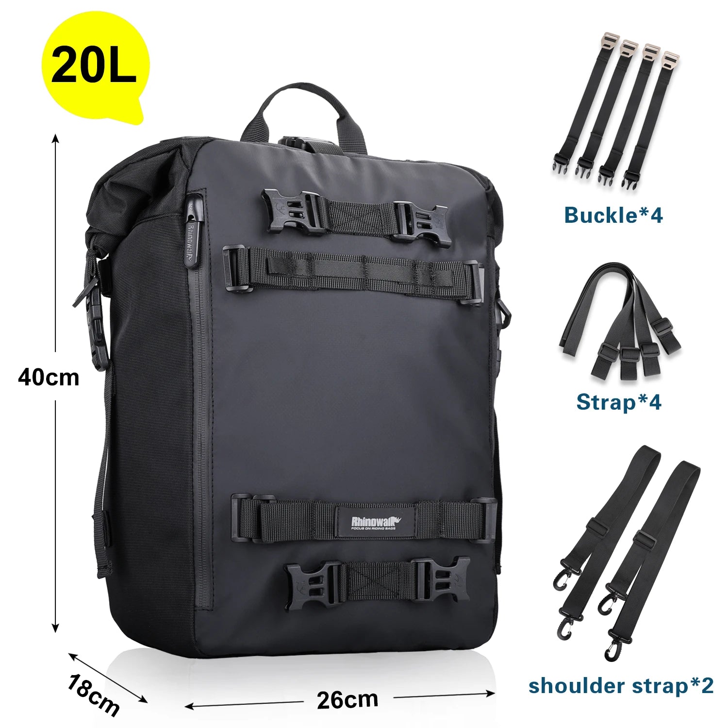 RHINOWALK Motorcycle Back Seat Bag – 10/20/30L Waterproof Saddle Bag, Multifunctional Backpack
